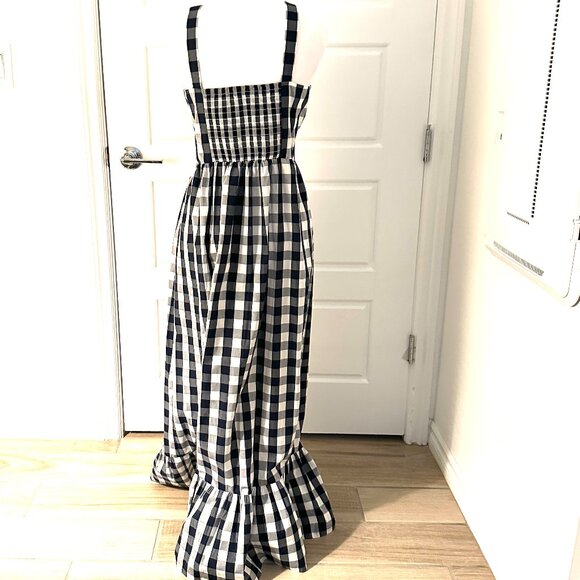 JCREW SUNDRESS NAVY GINGHAM PATTERN NWOT MEDIUM - Picture 3 of 4
